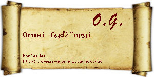 Ormai Gyöngyi névjegykártya