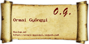 Ormai Gyöngyi névjegykártya